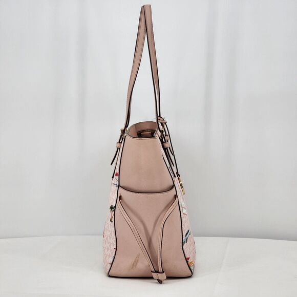 Michael Kors Gilly Beach Pink Logo Large Drawstring Travel Tote Bag - Picture 4 of 15
